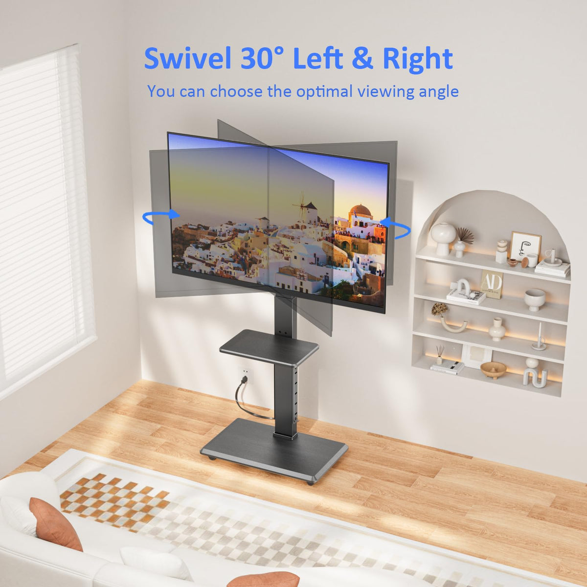 Rolling TV Stand with Power Outlet for 32-75" TV I9828