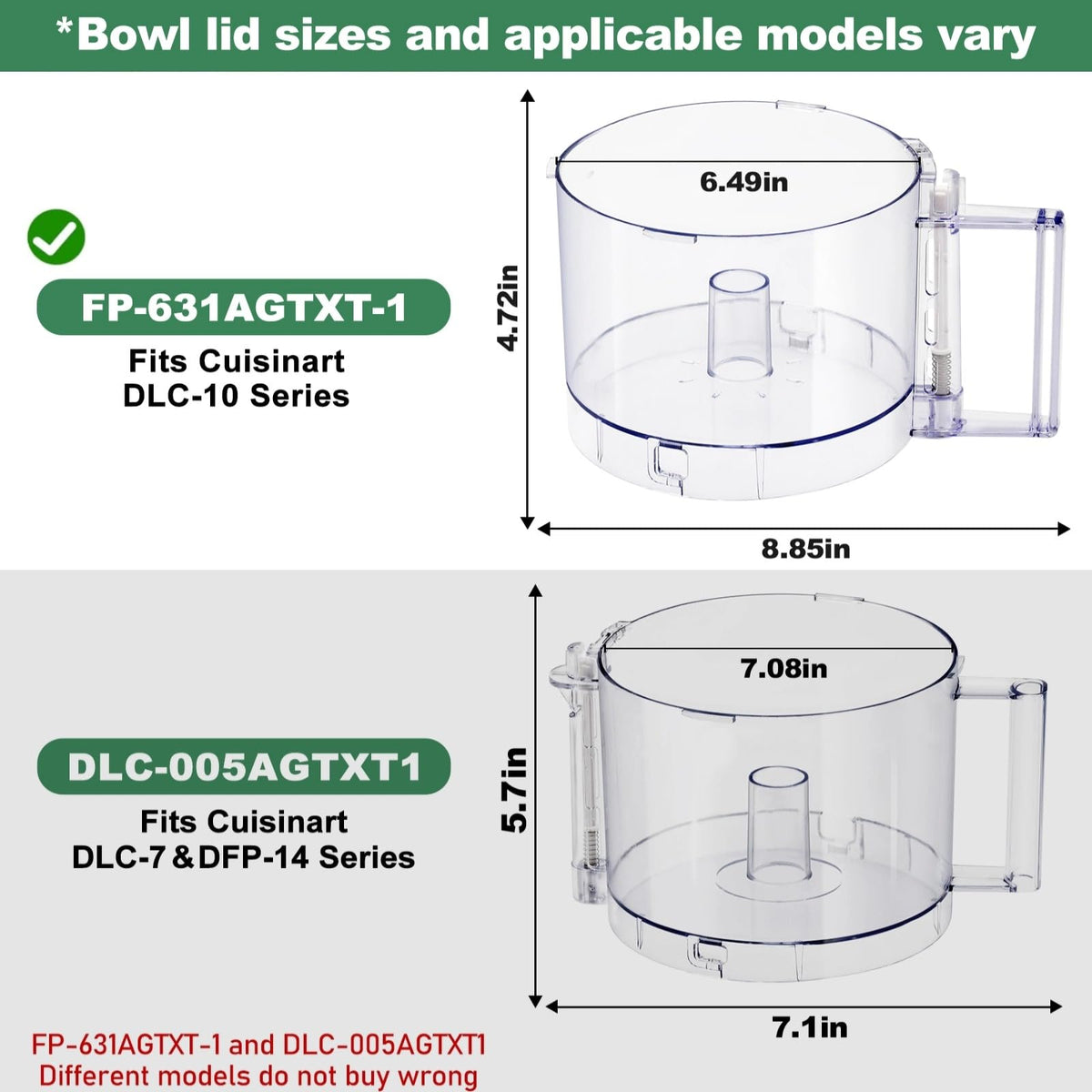 Food Processor Work Bowl 7-Cup with 4 Locking Tabs H212