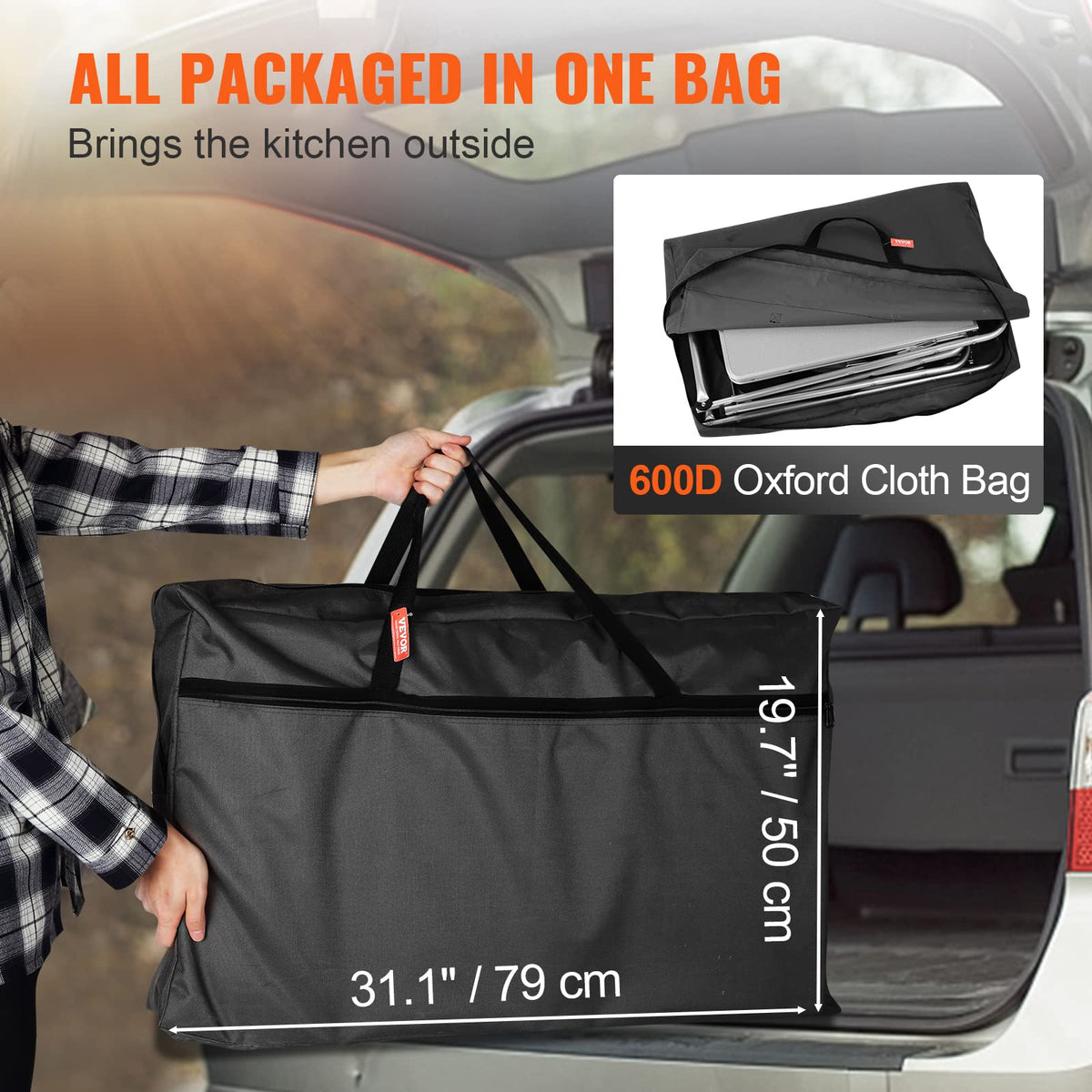 Folding Aluminum Camping Kitchen Table with Storage Bag W63395