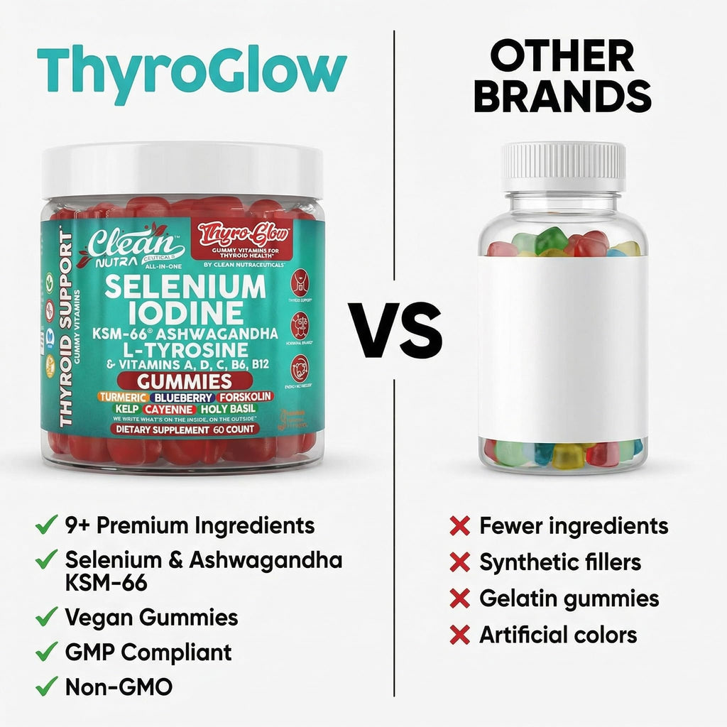 Thyroid Support Gummies Selenium Iodine Ashwagandha Turmeric Blueberry U3985