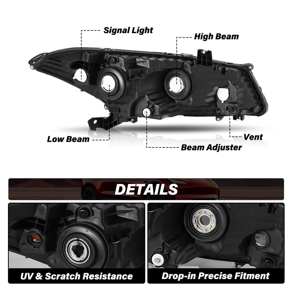Headlight Assembly Replacement Chrome Housing with Amber Reflector K27153