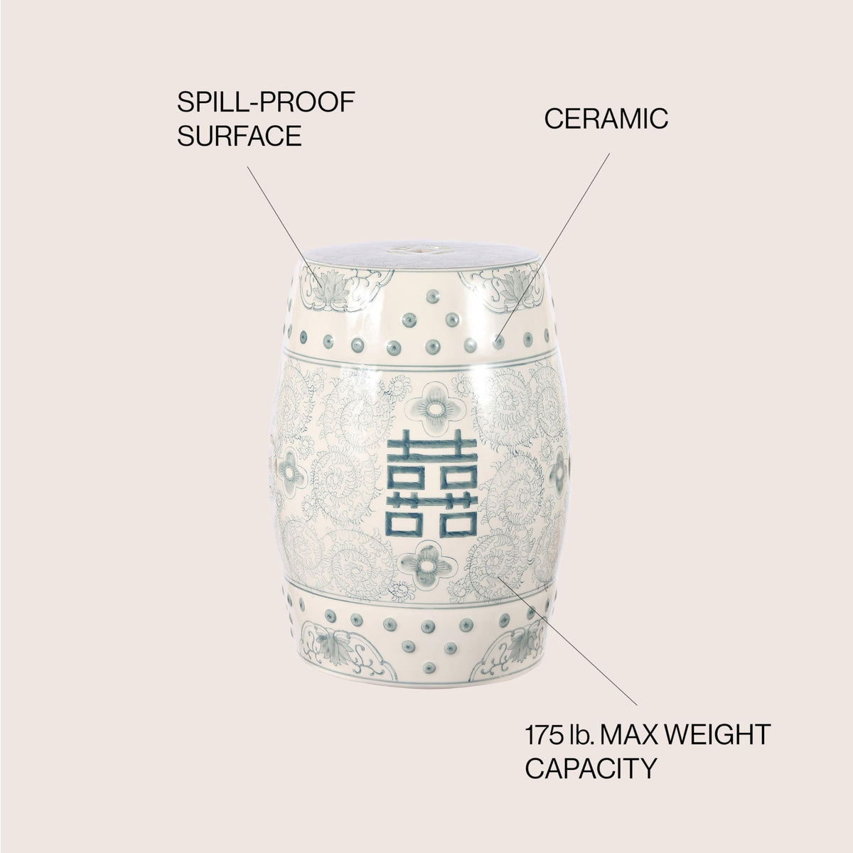Ceramic Garden Stool 18" Table B41261