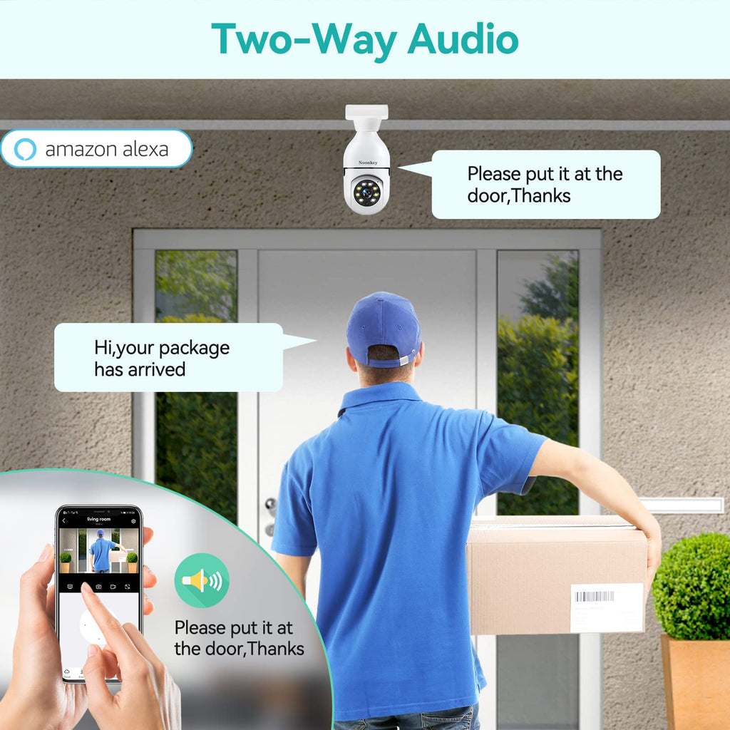 Light Bulb Security Camera 2K 3MP WiFi 360° Color Night Vision Two-Way Talk X5982