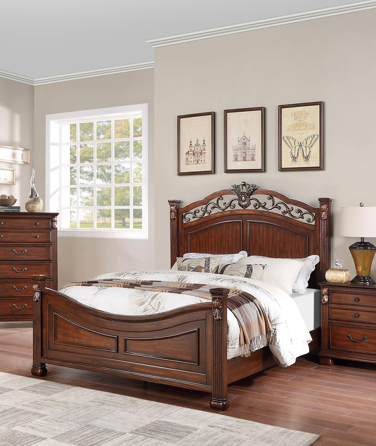 California King Size Bed with Headboard and Footboard L264