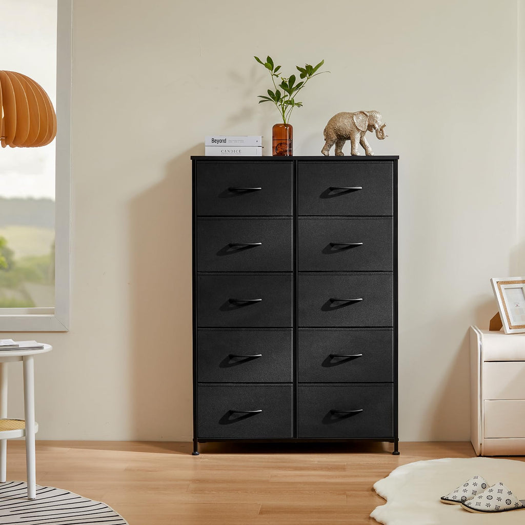 Black 10 Drawer Tall Dresser R372952