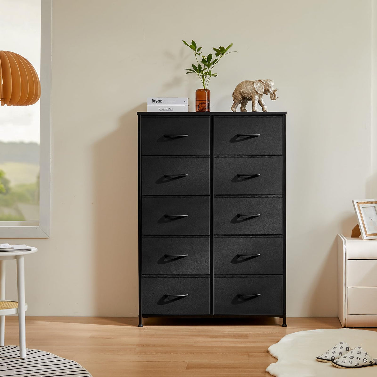 Black 10 Drawer Tall Dresser R372952