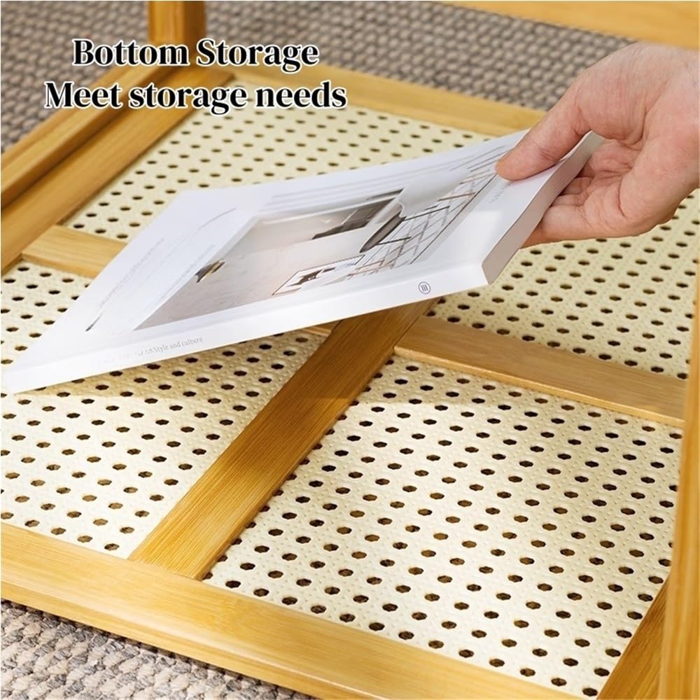 Set of 2 Square Glass Top Rattan Storage Coffee Table G447457
