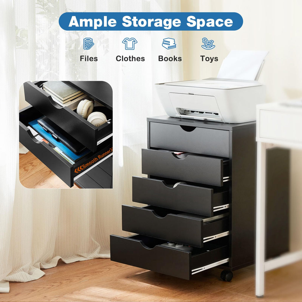 5 Drawer File Cabinet with Wheels V722985