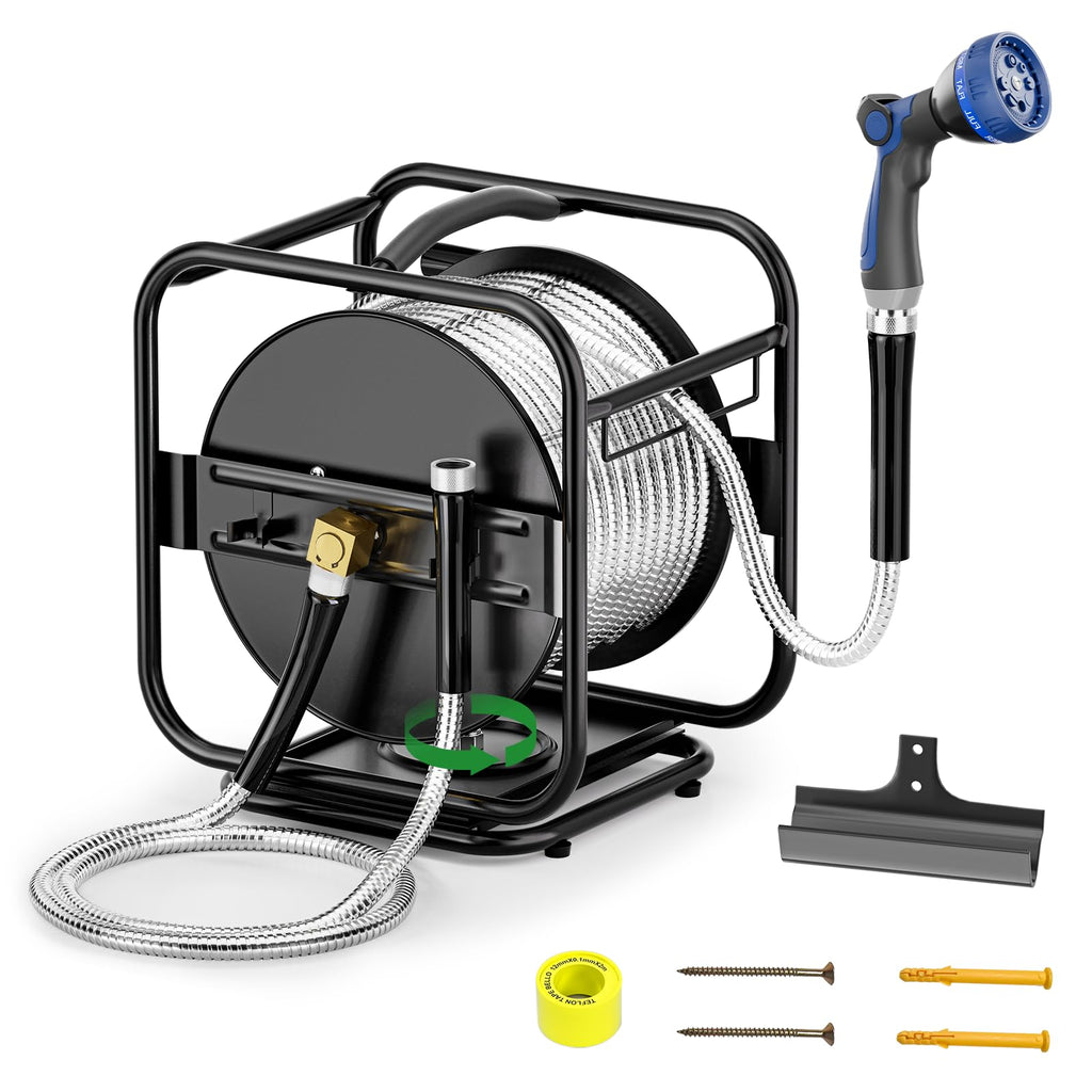 Garden Hose Reel With 100Ft Metal Water Pipe A313270