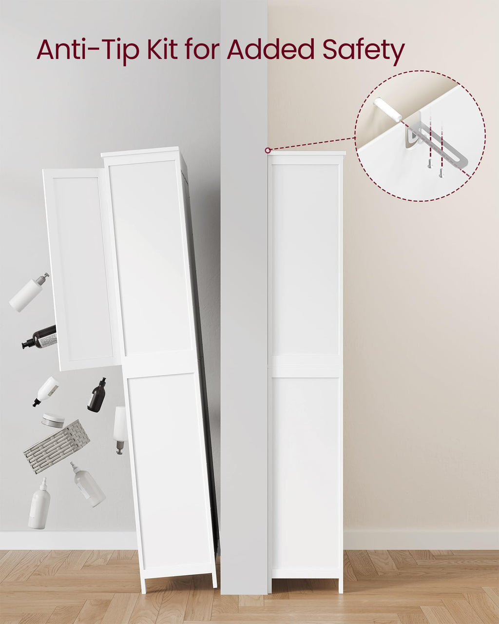 Tall Storage Cabinet with 4 Doors and 4 Adjustable Shelves H342826