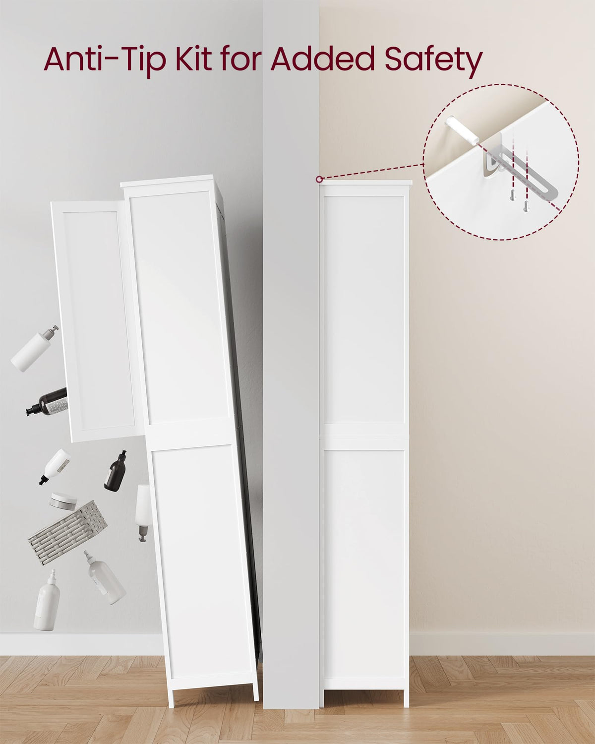 Tall Storage Cabinet with 4 Doors and 4 Adjustable Shelves H342826