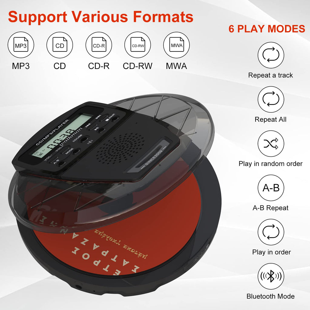 Rechargeable Portable CD Player with Bluetooth X151