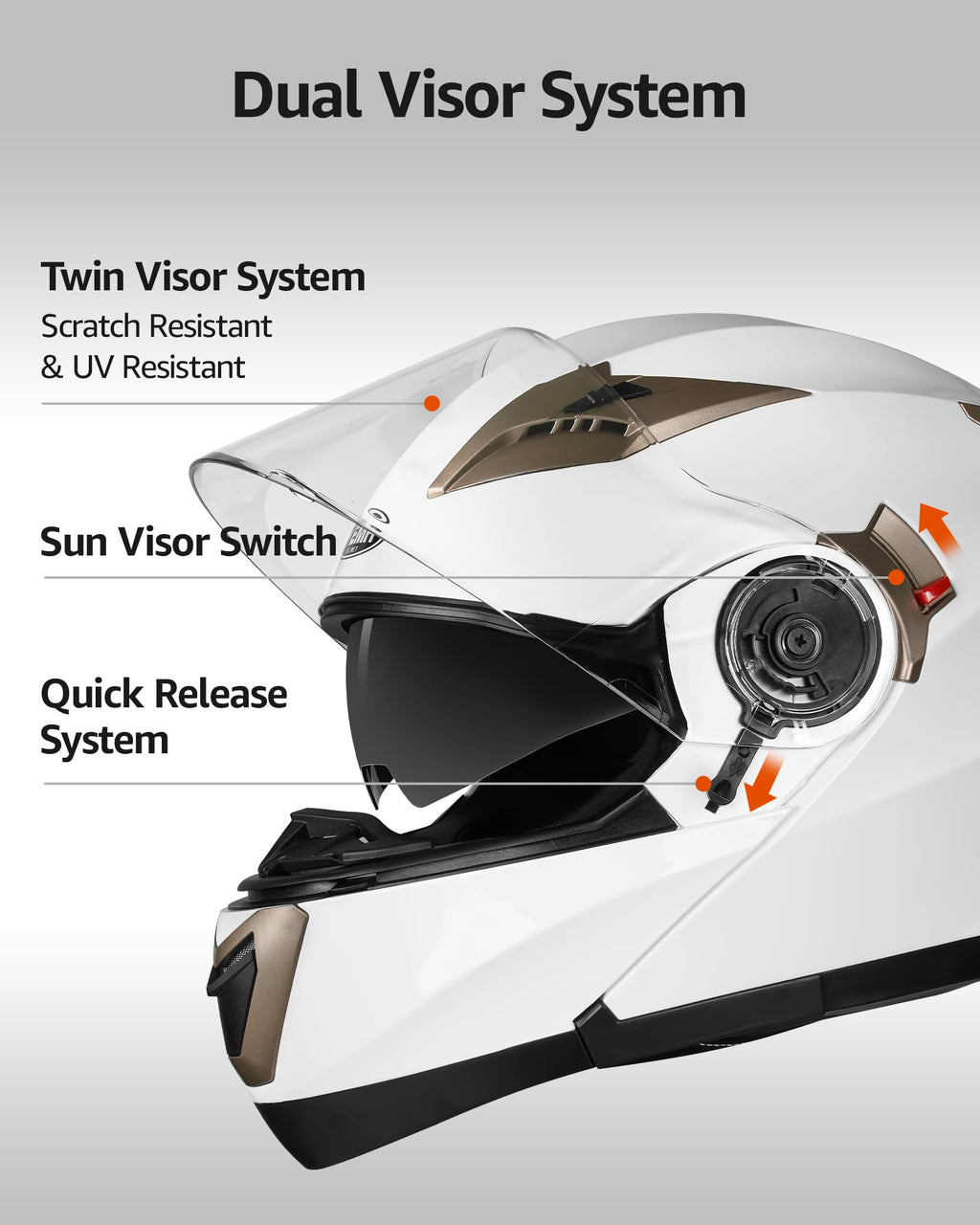 Modular Full Face Motorcycle Helmet with Sun Visor X870115