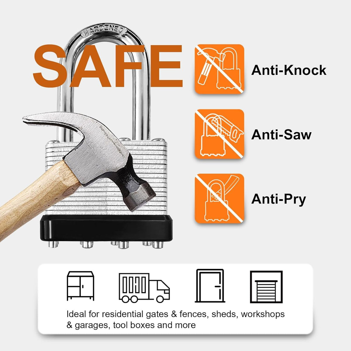 4 Pack Heavy Duty Laminated Padlocks with Same Key Q94847