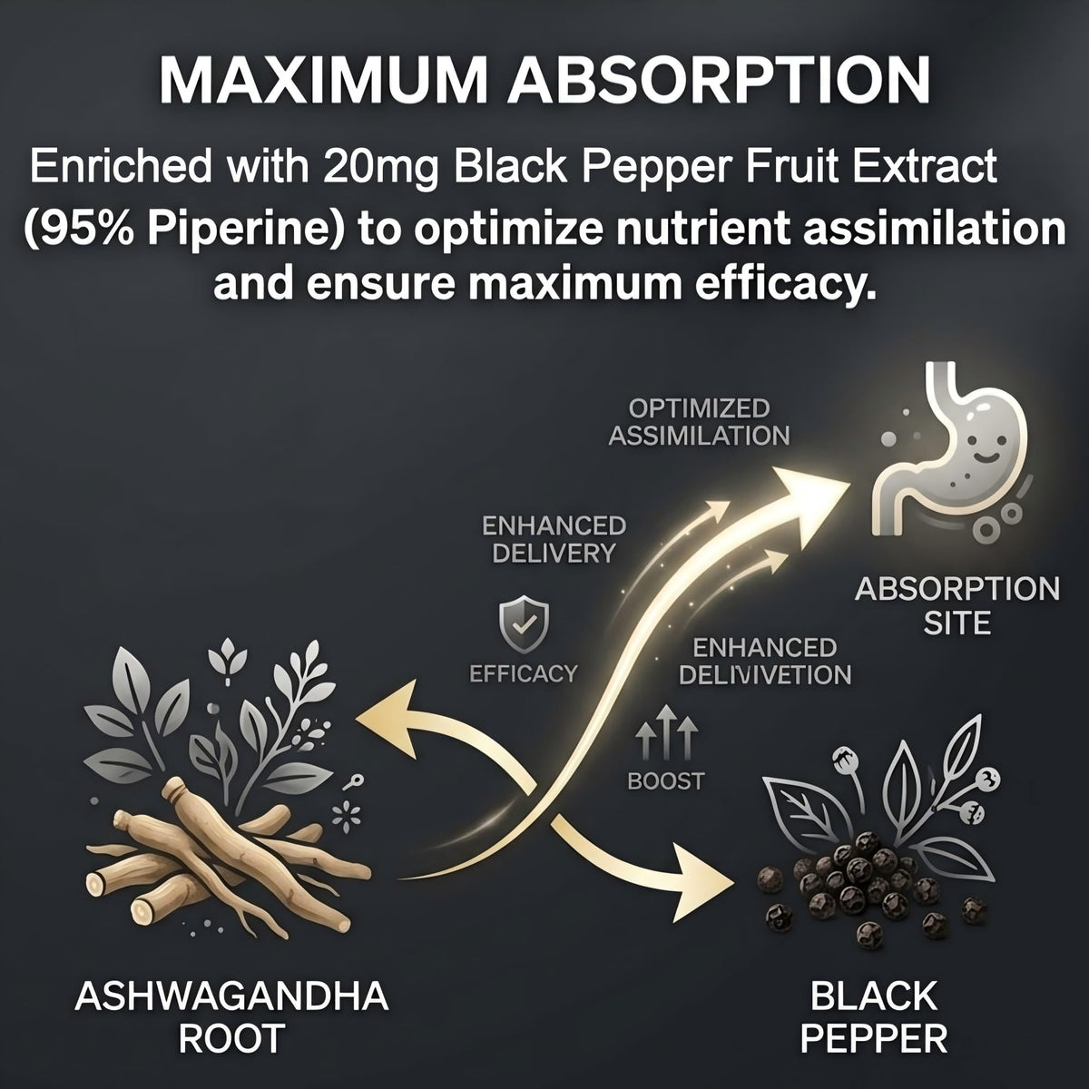 Ashwagandha 1200mg Root Extract 60 Capsules Supplement D19577
