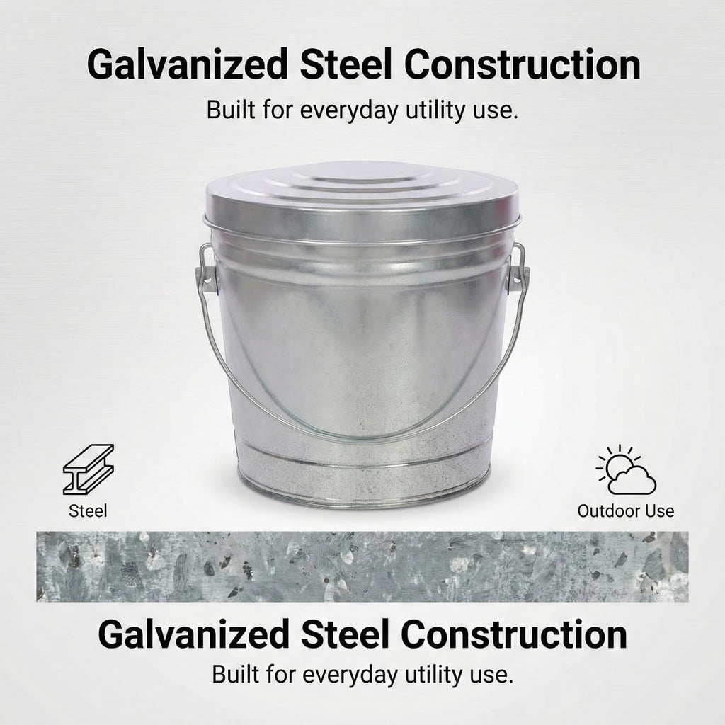 6 Gallon Galvanized Metal Trash Can with Locking Lid Z160