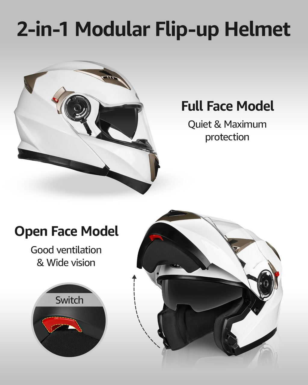 Modular Full Face Motorcycle Helmet with Sun Visor X870115