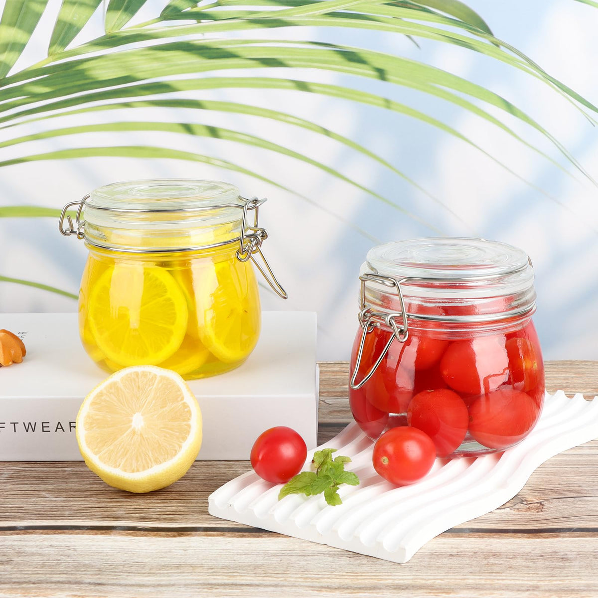 16oz Glass Jars with Airtight Lids, 6 Pack N522