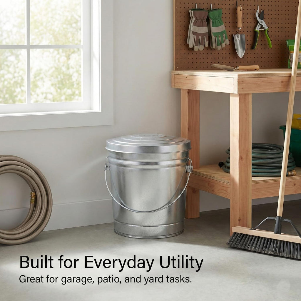 6 Gallon Galvanized Metal Trash Can with Locking Lid Z160