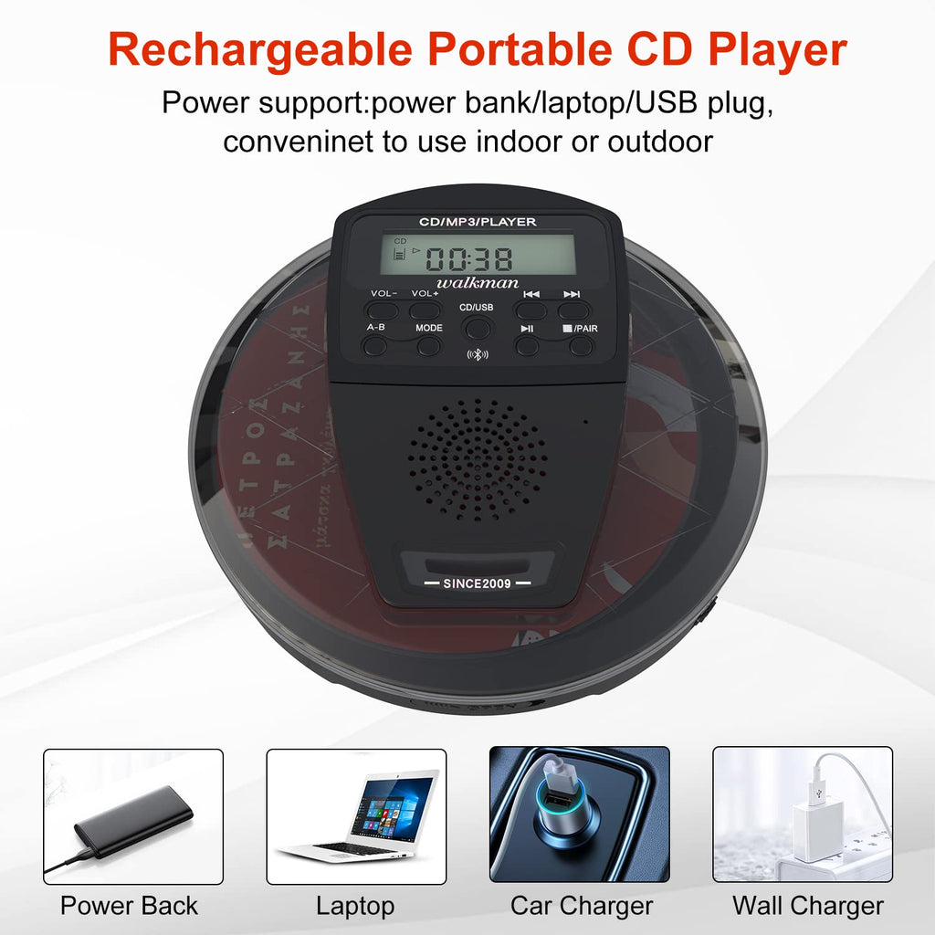 Rechargeable Portable CD Player with Bluetooth X151