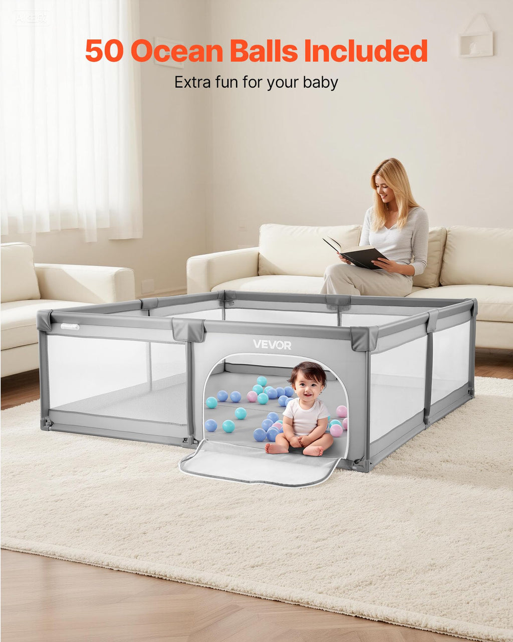 78.7″ x 58.7″ Baby Playpen with 50 Ocean Balls J91447