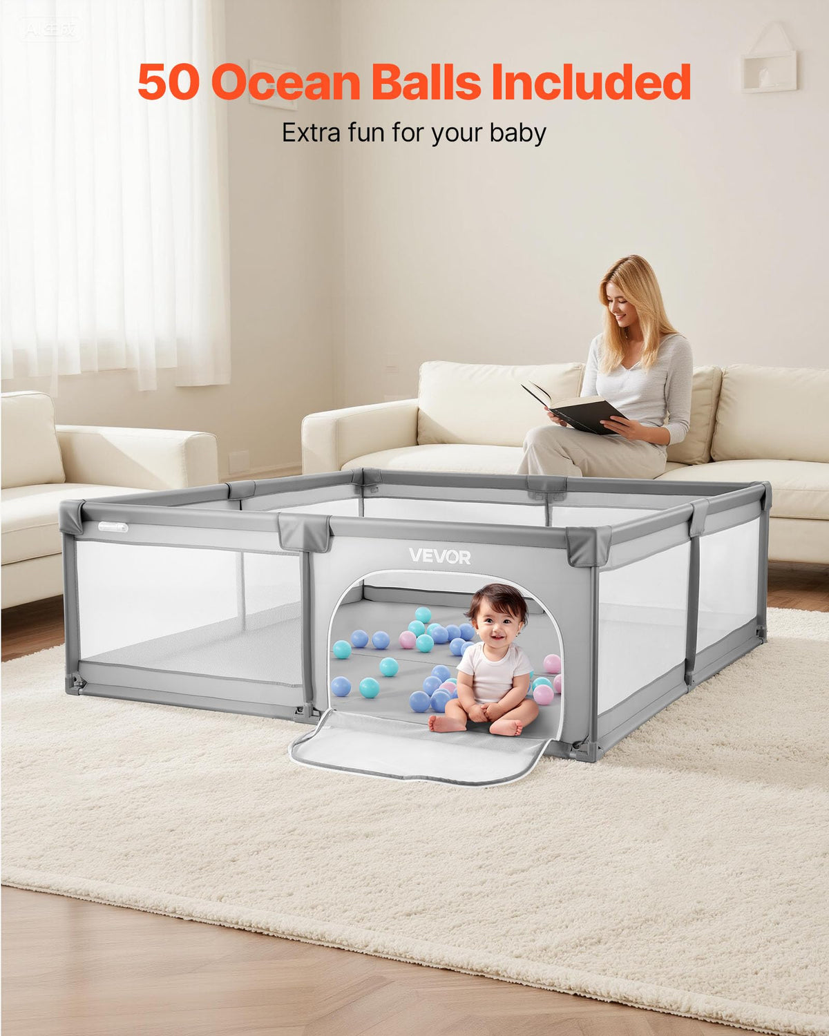 78.7″ x 58.7″ Baby Playpen with 50 Ocean Balls J91447