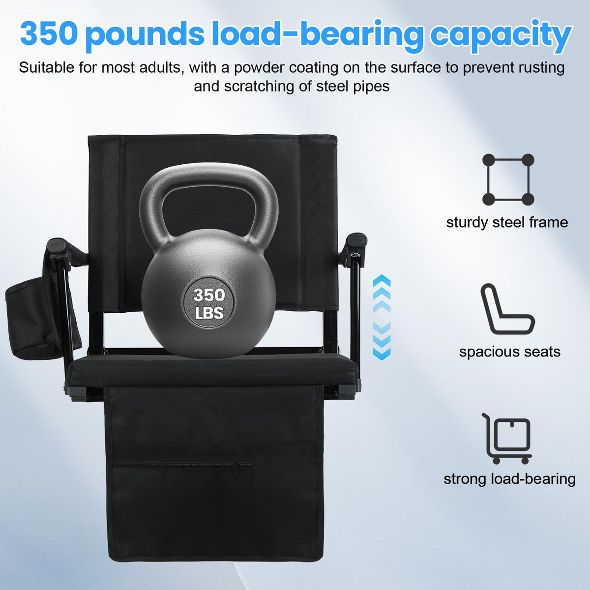 2 Pcs Folding Stadium Seat with Cup Holder F7884