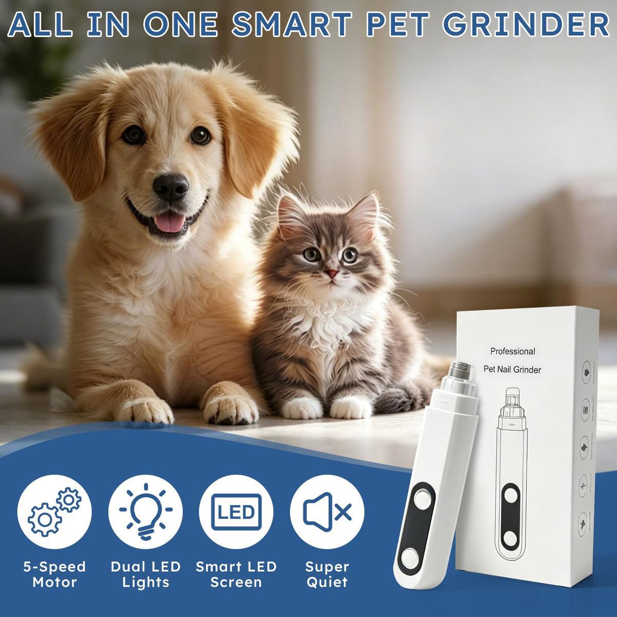 5-Speed Dog Nail Grinder with 2 LED Lights N954