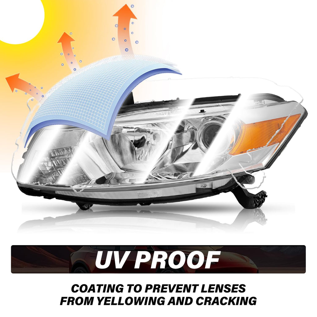 Headlight Assembly Replacement Chrome Housing with Amber Reflector K27153