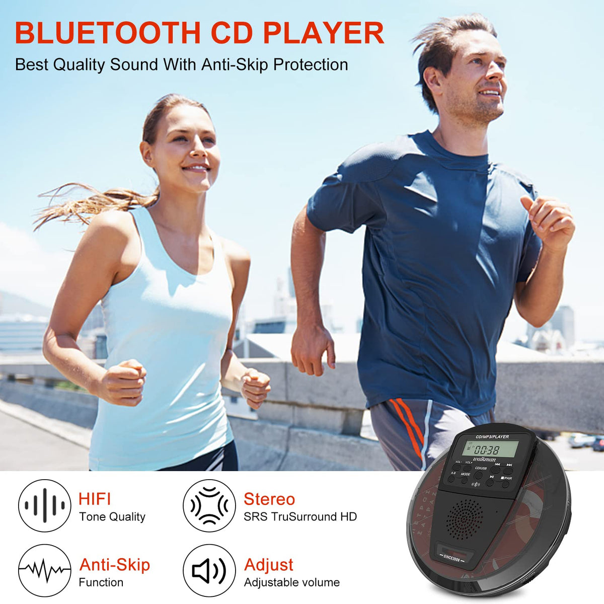 Rechargeable Portable CD Player with Bluetooth X151