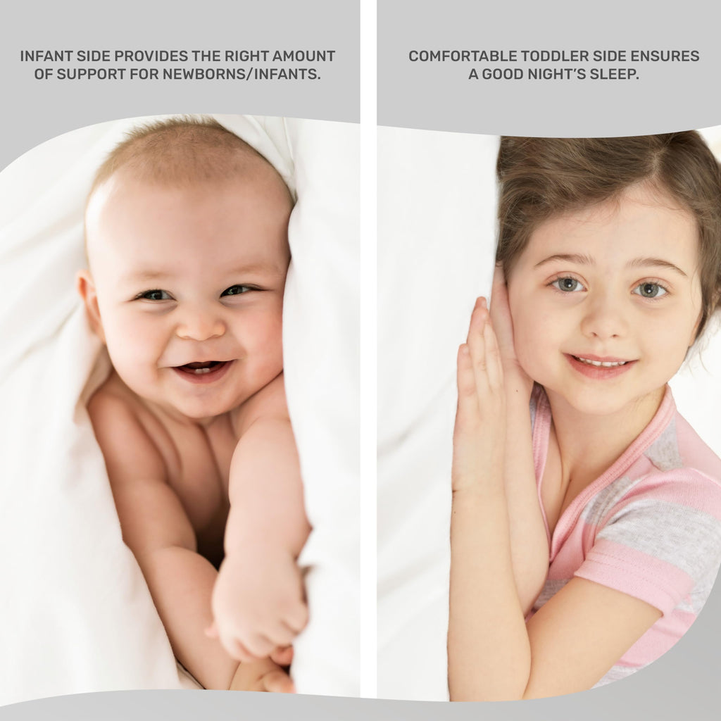 4” Firm Fiber Crib & Toddler Bed Mattress, Dual-Sided, Waterproof, Grey Embossed Vinyl Cover A9448