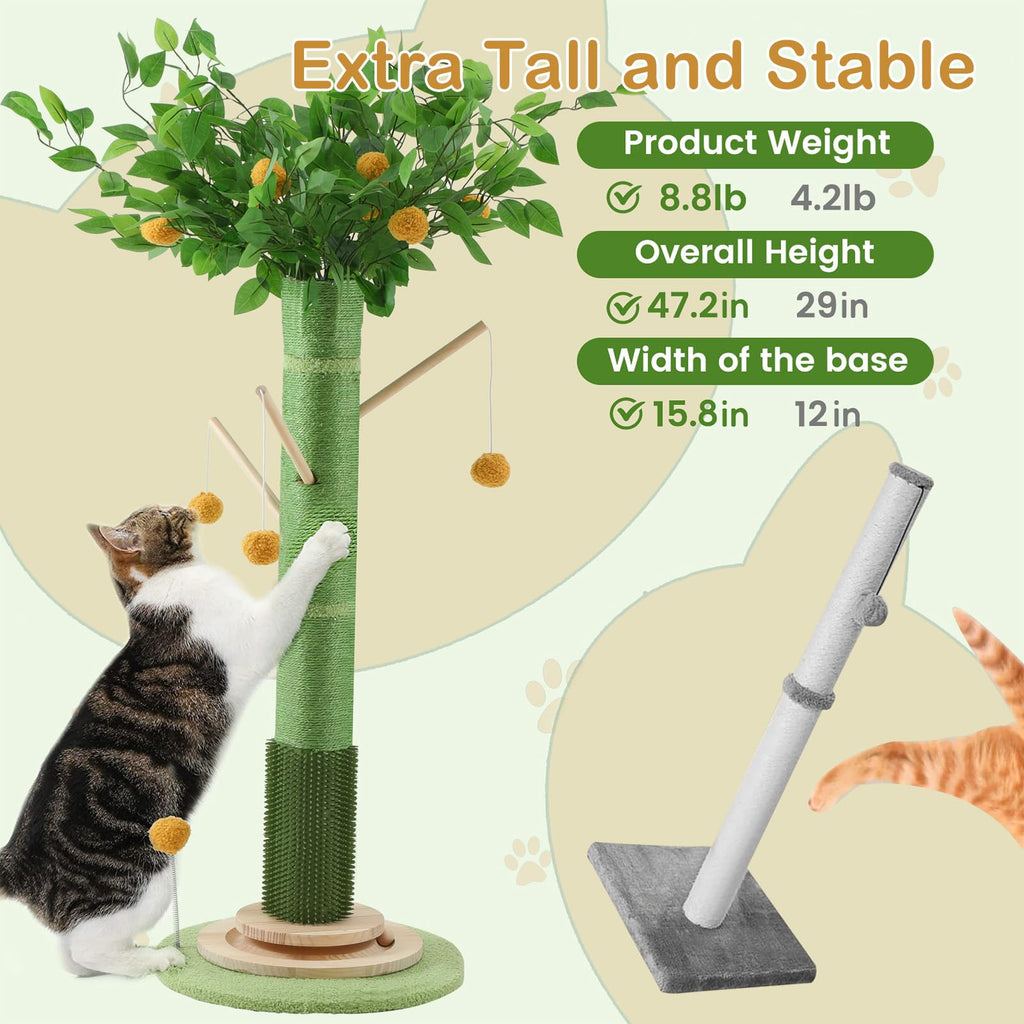 46" Tall Natural Sisal Cat Scratching Post Q985