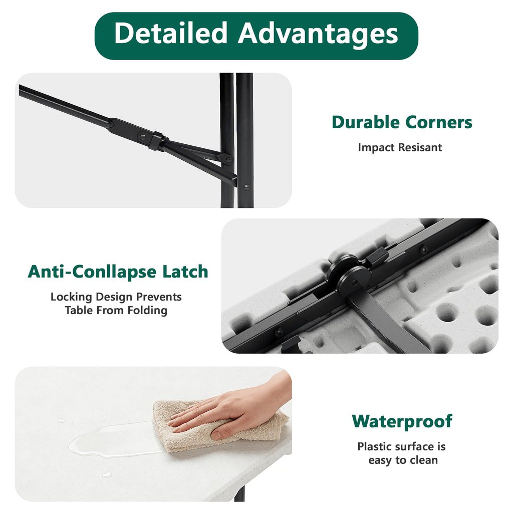 6FT White Folding Table with Steel Legs A518338