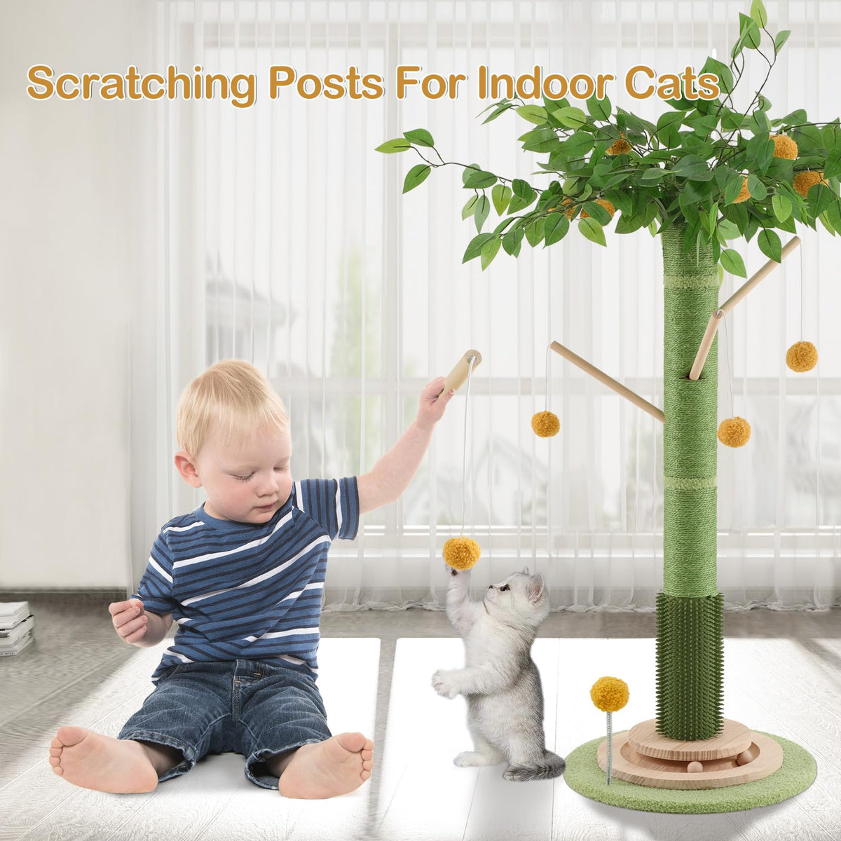 46" Tall Natural Sisal Cat Scratching Post Q985