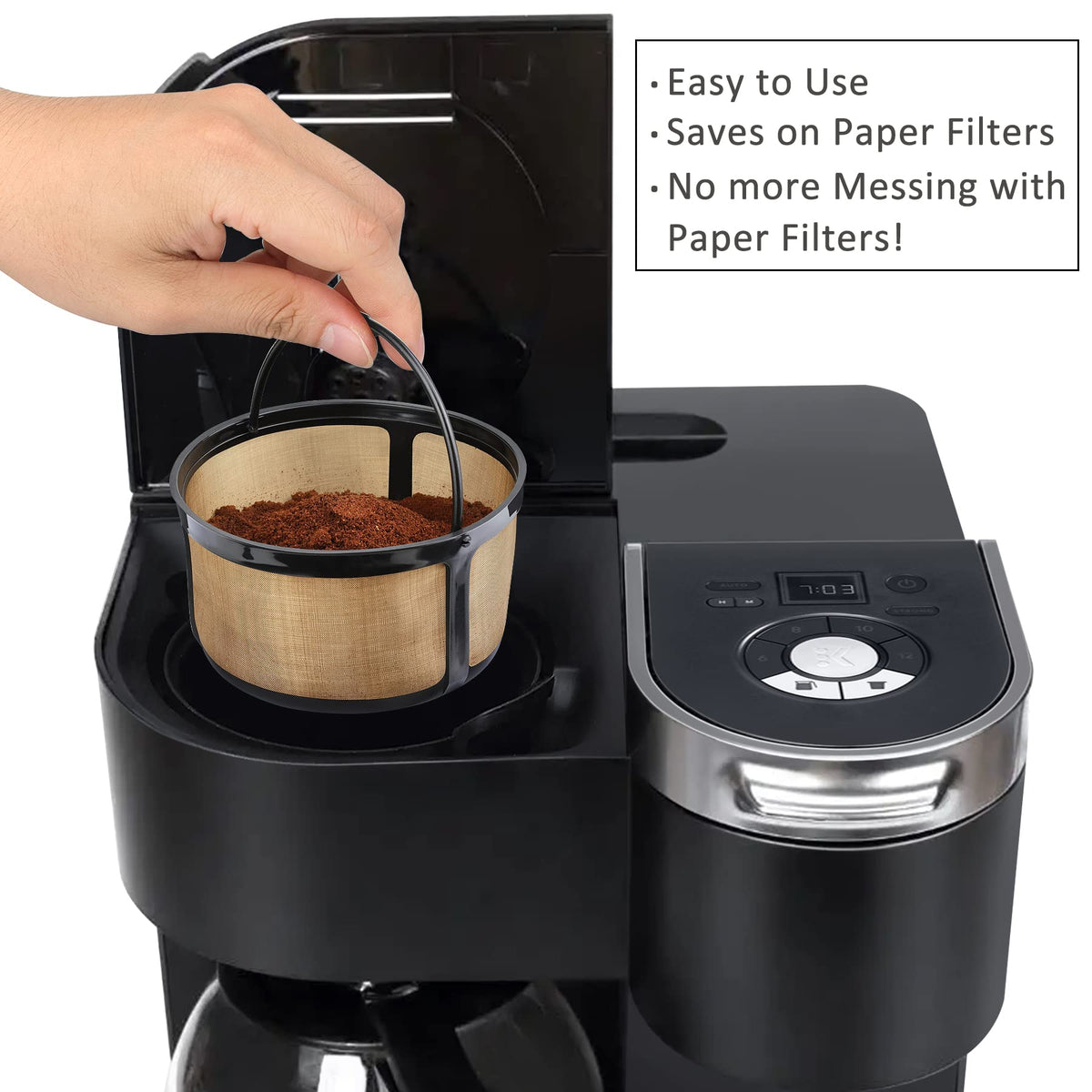 8-12 Cup Reusable Gold Mesh Coffee Filter A836116