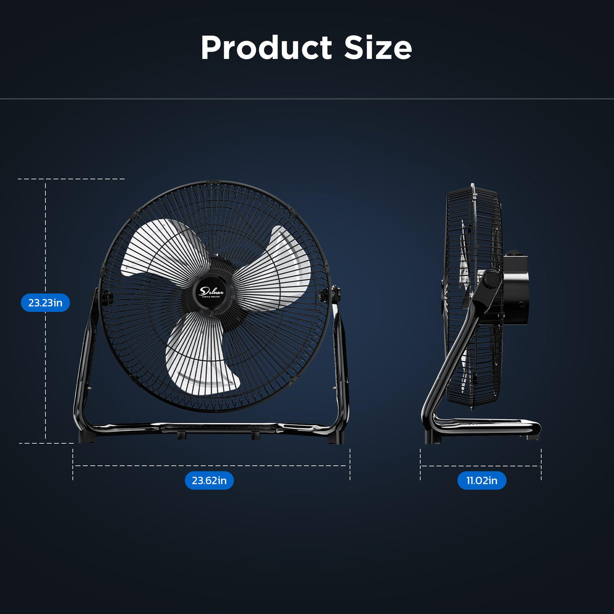 20 Inch 3-Speed Metal Industrial Floor Fan S303