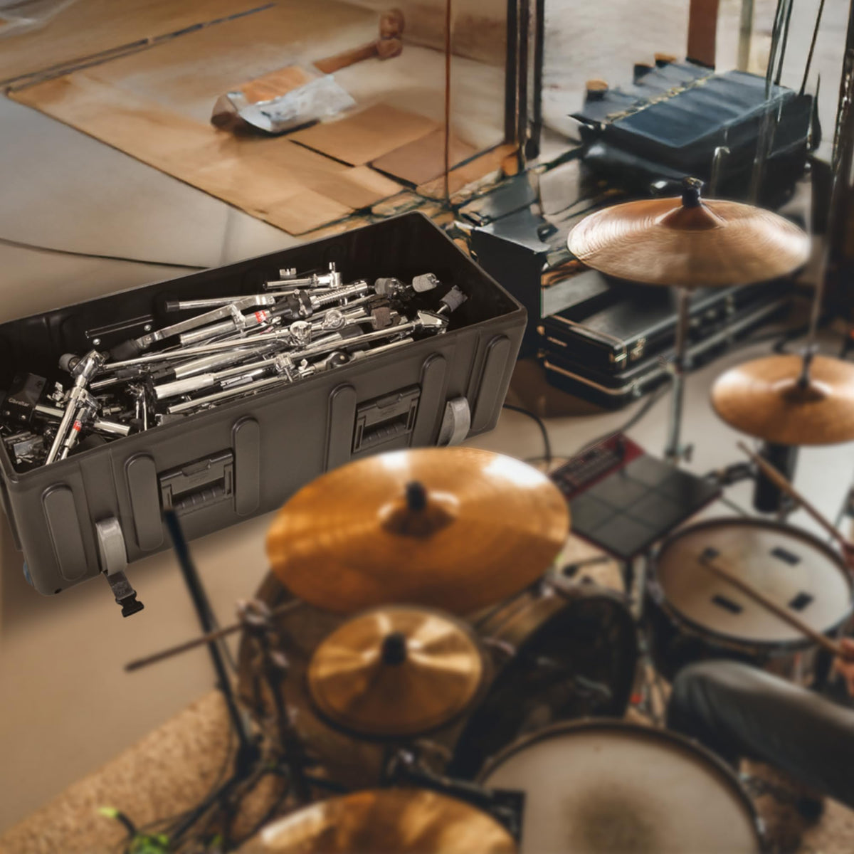 Large Drum Hardware Case with Handle & Wheels M166