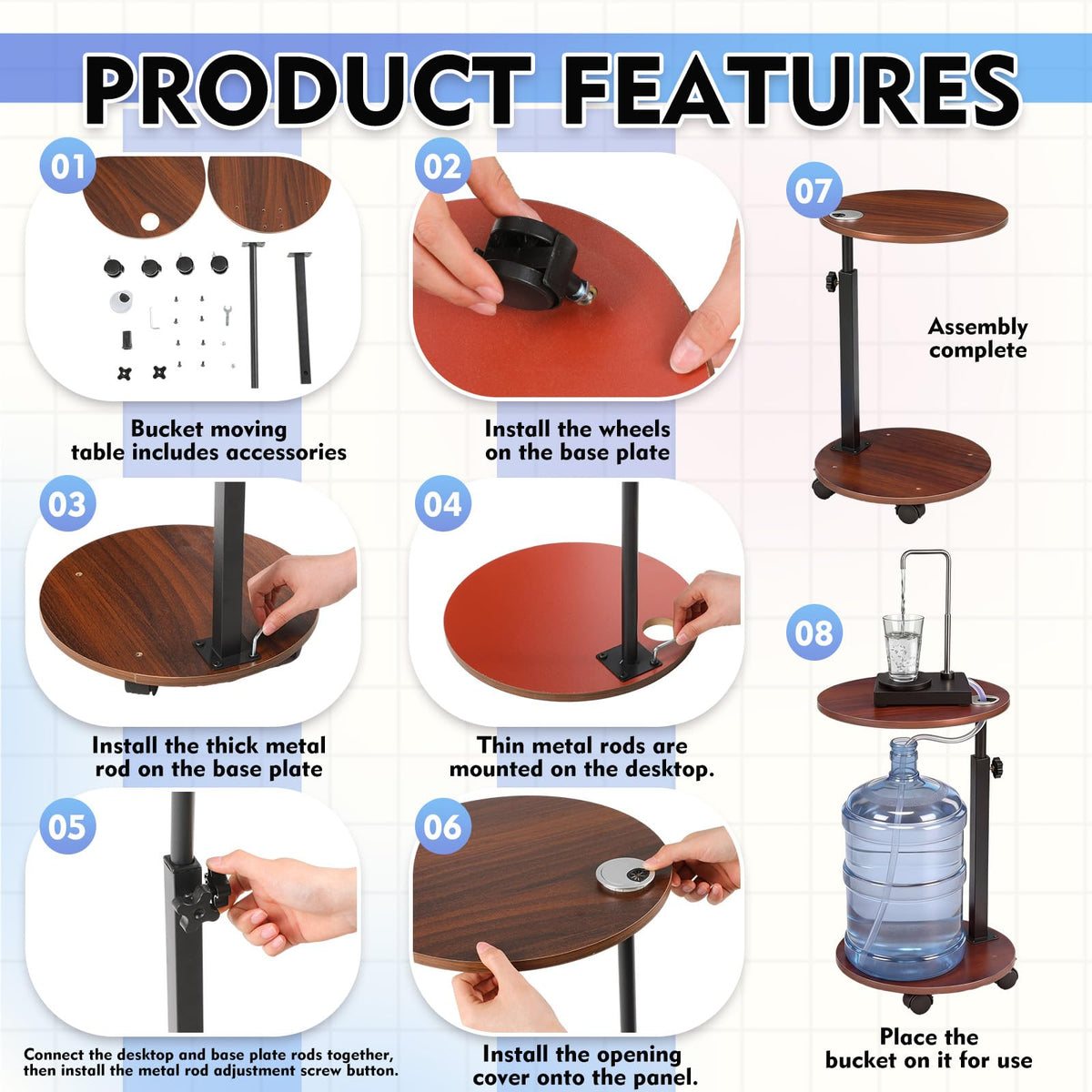 5 Gallon Water Dispenser Pump Caddy Holder with Wheels C1026