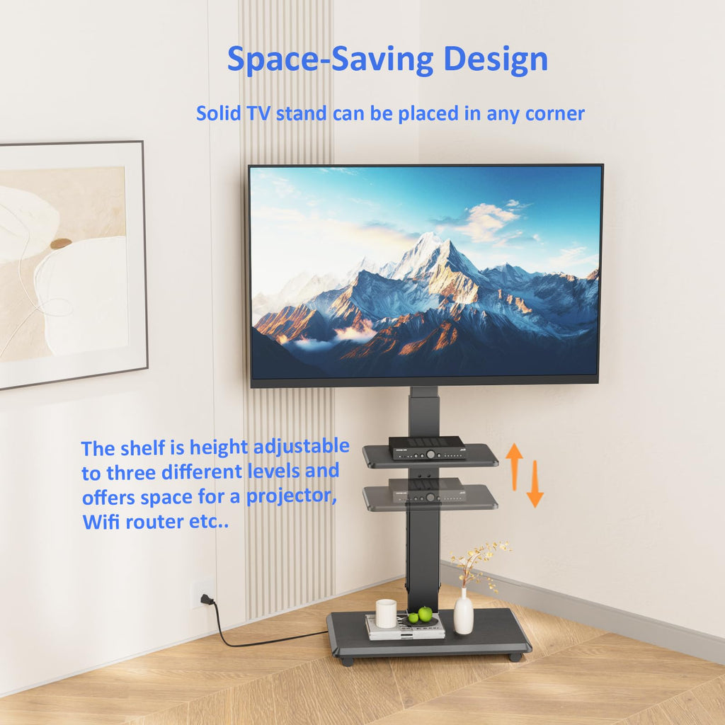 Rolling TV Stand with Power Outlet for 32-75" TV I9828