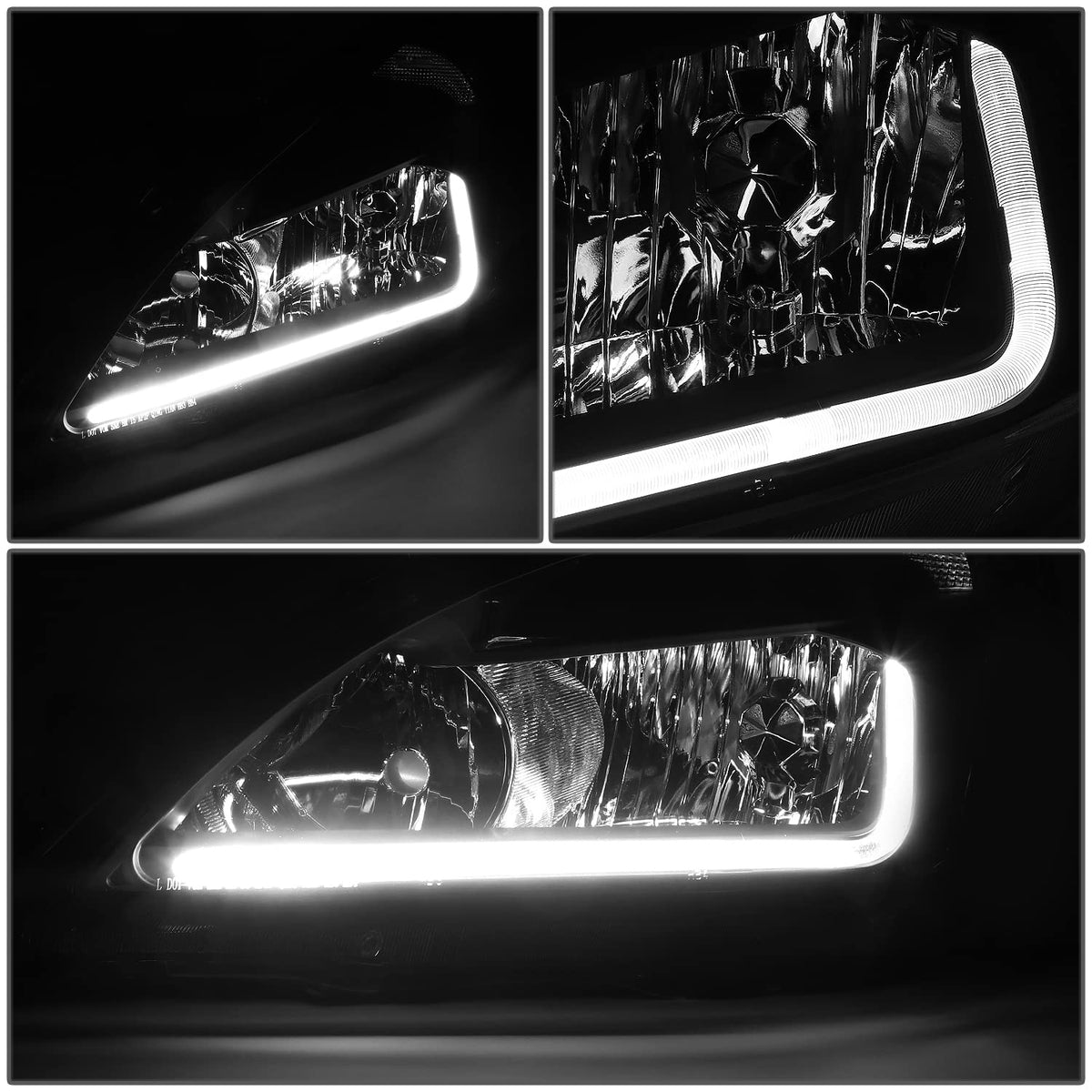 Black Headlight Assembly with LED Day Running Light P6038