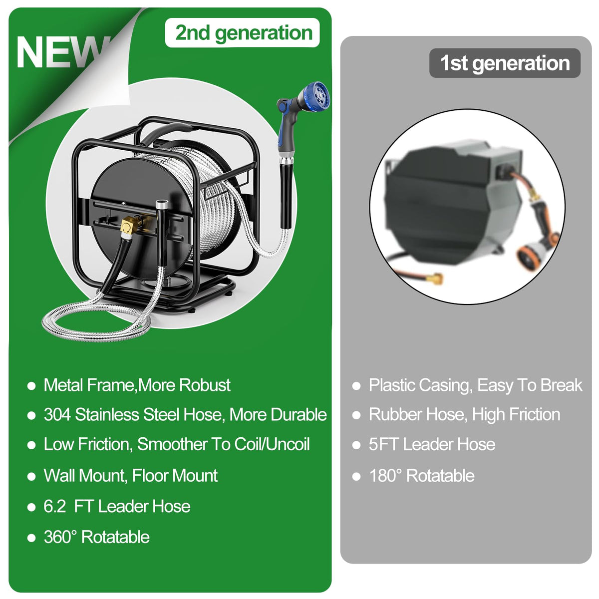 Garden Hose Reel With 100Ft Metal Water Pipe A313270