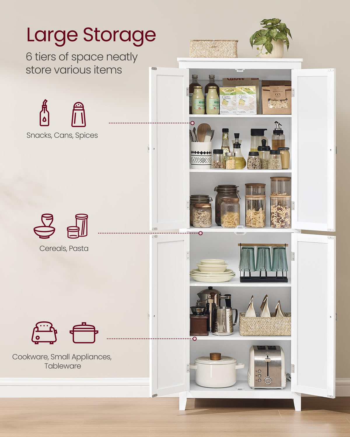 Tall Storage Cabinet with 4 Doors and 4 Adjustable Shelves H342826