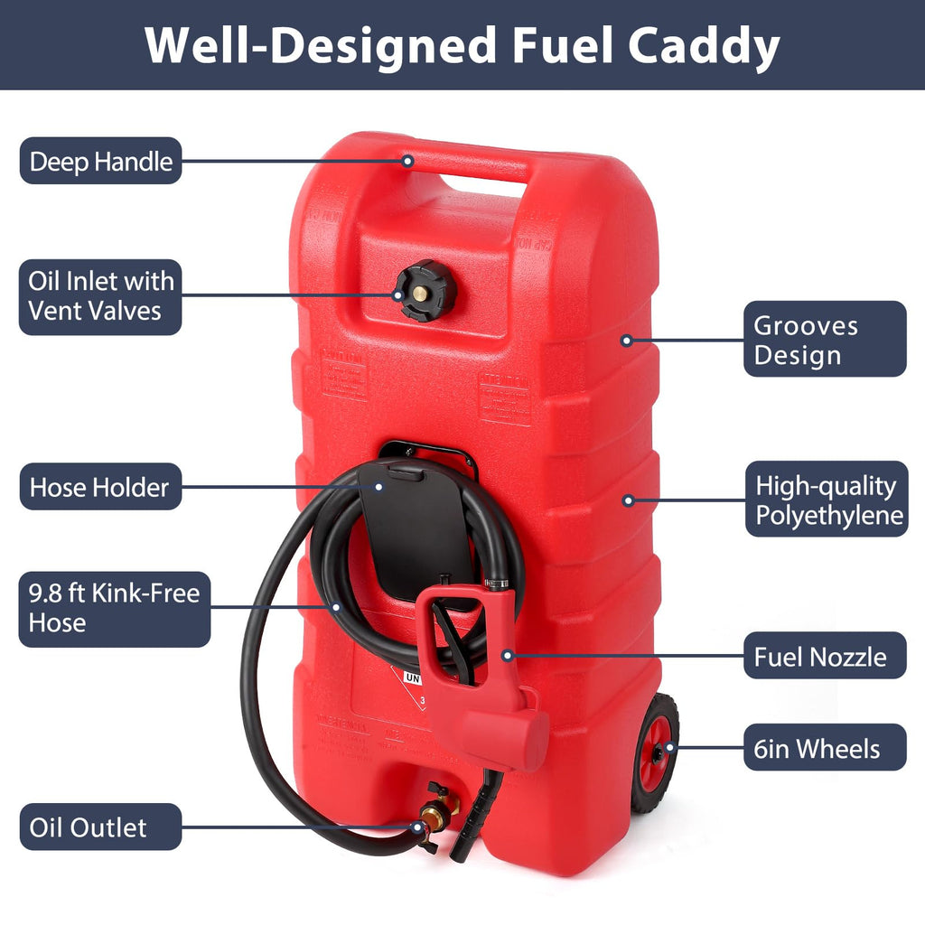 15 Gallon Portable Gas Fuel Tank Container with Pump and Hose T85550