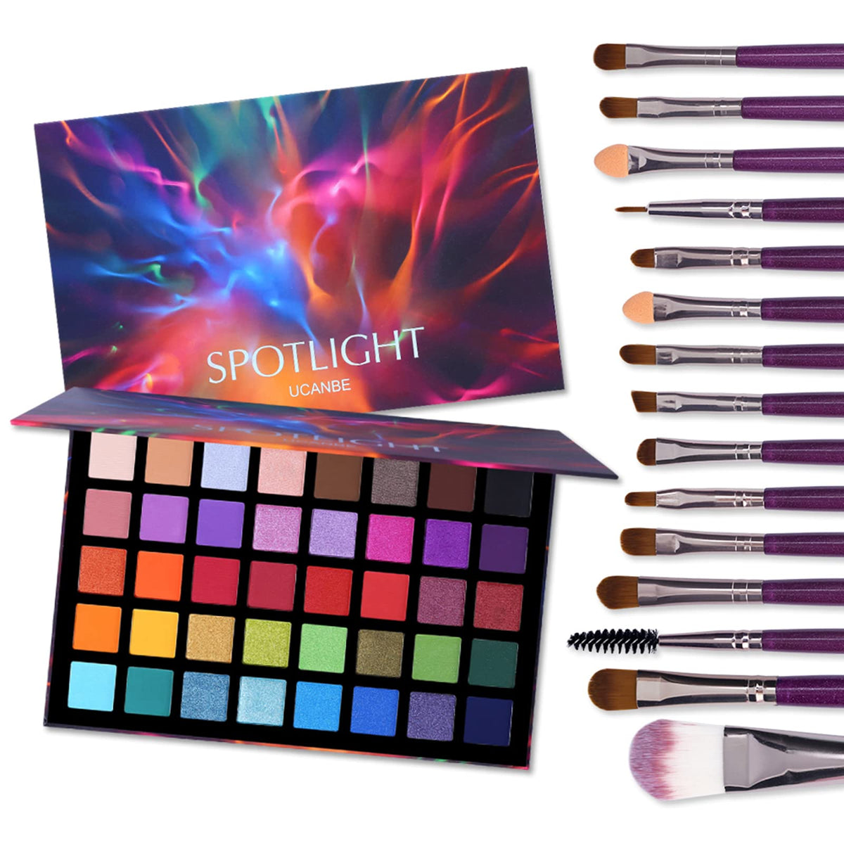40 Color Matte Shimmer Eyeshadow Palette + 15 Pc Eye Brushes H241883