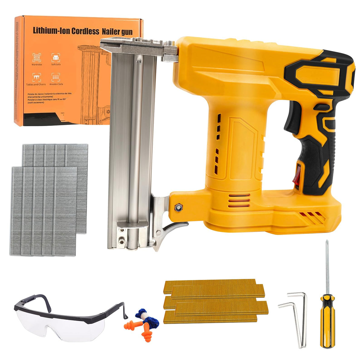 Cordless 2-in-1 Brad Nailer/Stapler Kit with 1000 Straight Nails, 500 U Nails K8460