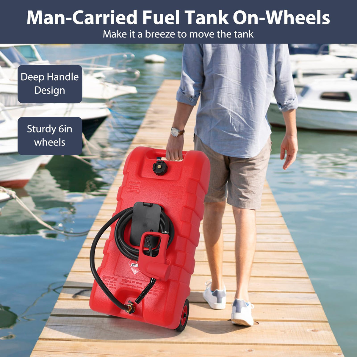 15 Gallon Portable Gas Fuel Tank Container with Pump and Hose T85550