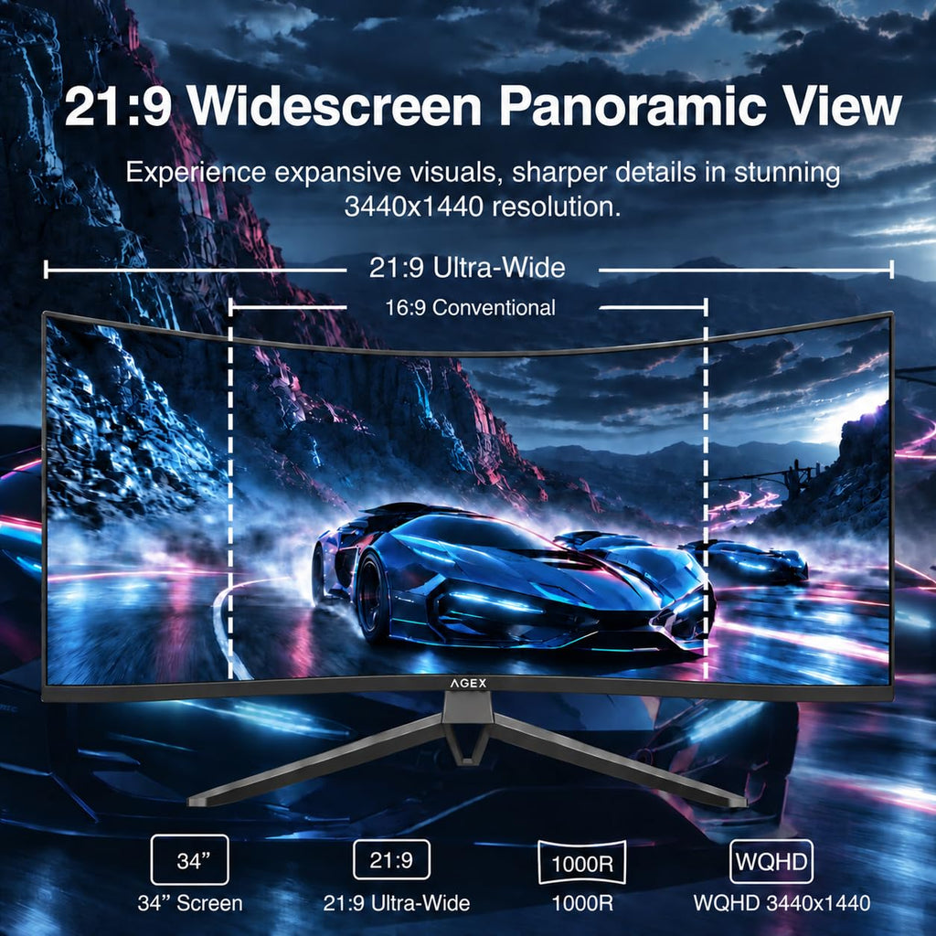 34 Inch WQHD 2K Ultrawide Curved Gaming Monitor 240Hz A7417