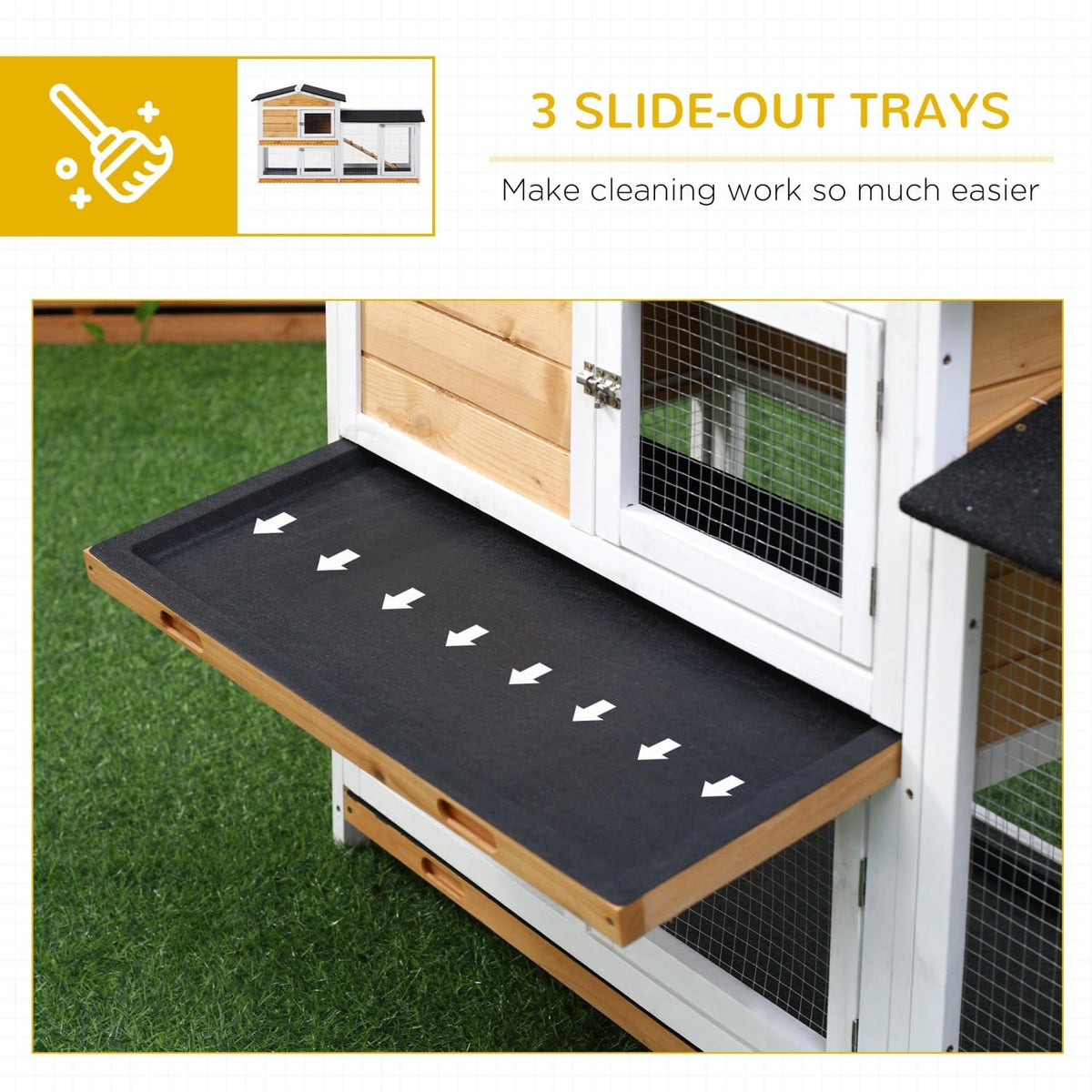 2-Story Wooden Rabbit Hutch with Ramp L371802