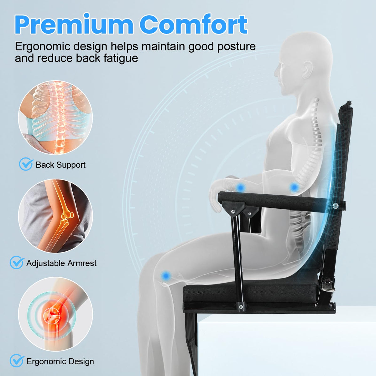 2 Pcs Folding Stadium Seat with Cup Holder F7884