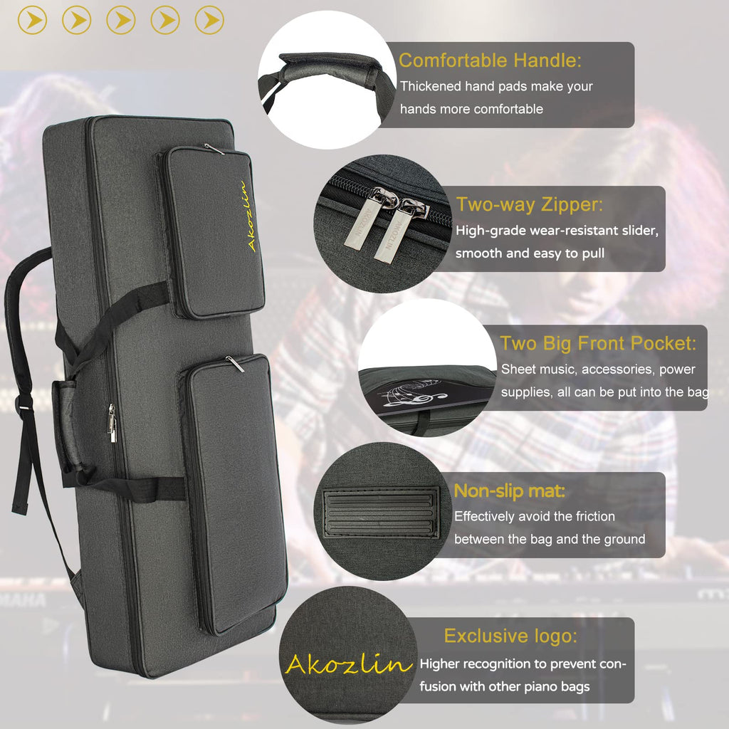 61-Key Keyboard Case Gig Bag Full Padded Soft V737195
